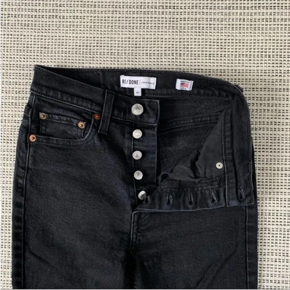 REDONE ORIGINALS High Rise Ankle Crop in Black Size 24 - Picture 8 of 14
